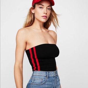 Express Tops - Express black tube-top with red stripe Express Tops - Express black tube-top with red stripe